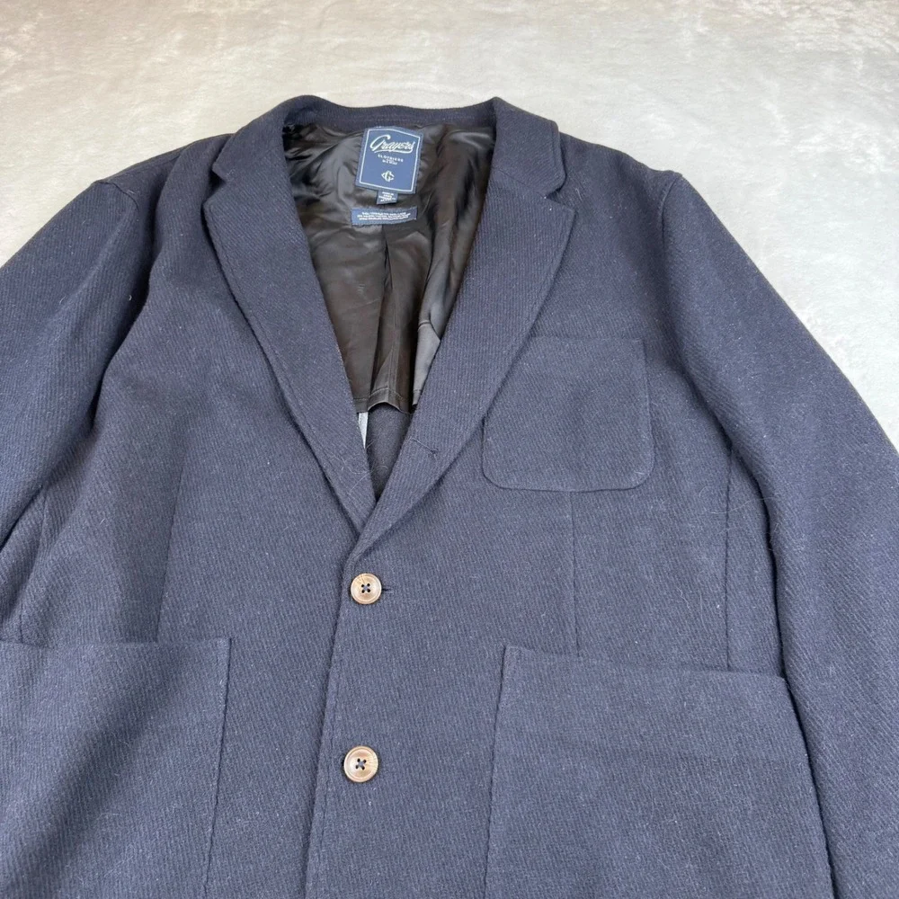 Crayers Clothiers Men's‎ XL/TG Navy Wool Blend Blazer Jacket Two Button